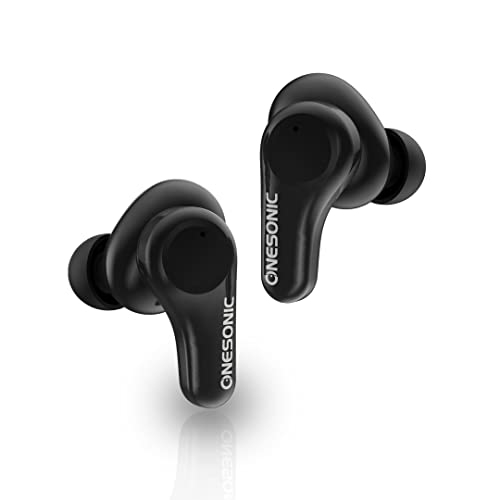 ONESONIC MXS-HD1 Noise Cancelling Earbuds, Customizable Silicon Tips, High Definition Audio, 5 hours play time, 20 hours with wireless charging case, Bluetooth 5.0, IPX4 sweat and splash resistant