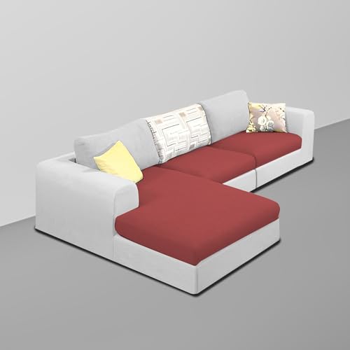 Image of Koza LHS 4 Seater L Shape Sofa Set with Center Table for Living Room (Maroon Grey Fabric) Premium Fabric Sofa