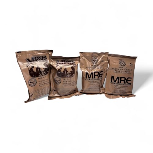 Meals Ready to Eat MRE 4 Pack Variety | Shelf-Stable Emergency Food Supply | Long-Term Survival Rations for Camping Hiking & Disaster Preparedness