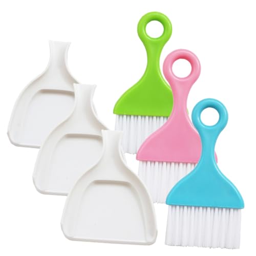 MOLUCKFU 3 Sets Cleaning Brush Household Floor Cleaners Cleaning Dustpan Desktop Brush Handheld Broom Hand Whisk Mini Hand Broom Portable Broom and Duster Desktop Accessories Plastic