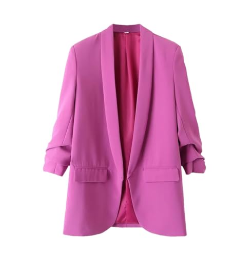 Blazer polyvalent à manches plissées Haitpant veste légère de mi-saison confortable violette