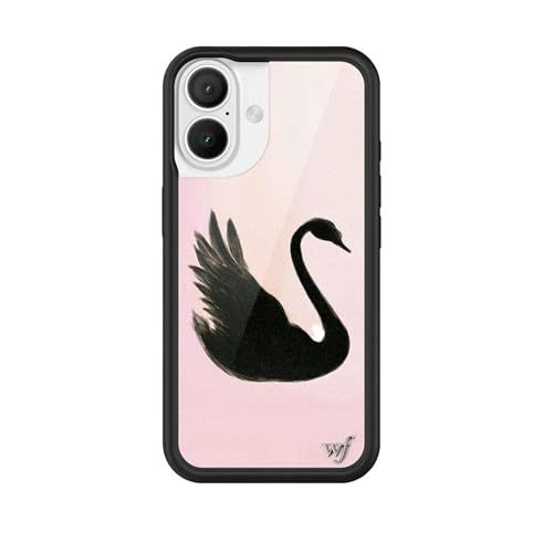 Image of Wildflower Cases - Compatible with iPhone 16 | Protective Black Bumper, 6.5ft Drop Test Certified, Women Owned Small Business | Pink Art Aesthetic Dainty Trendy Cute | Black Swan