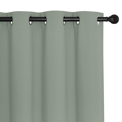 NICETOWN Room Divider Curtain 132 Inches Long, Wide Blackout Sliding Door Curtain for Bedroom, Room Darkening Privacy Window Cover for Patio Door (1 Panel Set, Sage Green, 80 x 132 Inch)
