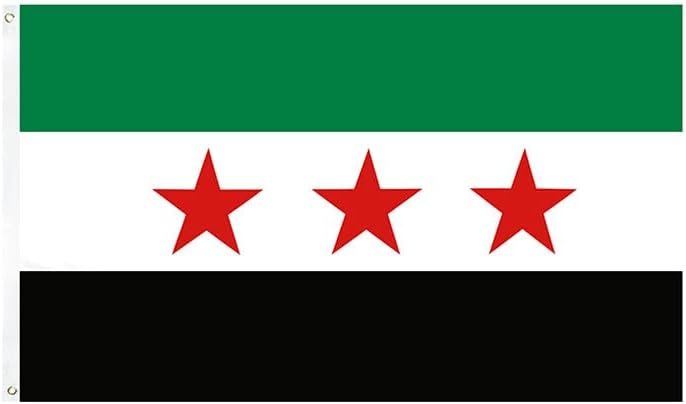 Syria Flag Polyester Syrian Arab Republic Three Star Flag Vivid Color Syrian Outdoor Banner for Festival Party Decor (90x150cm)