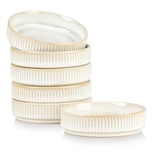 famiware Star Soy Sauce Dish Ceramic Dipping Bowls Set of 6, 4 oz Individual Dip Sauce Cups/Bowls/Dishes/Plates, Small Serving Bowl for Side Dishes, Dessert, Ice Cream, Condiments – Cappuccino White