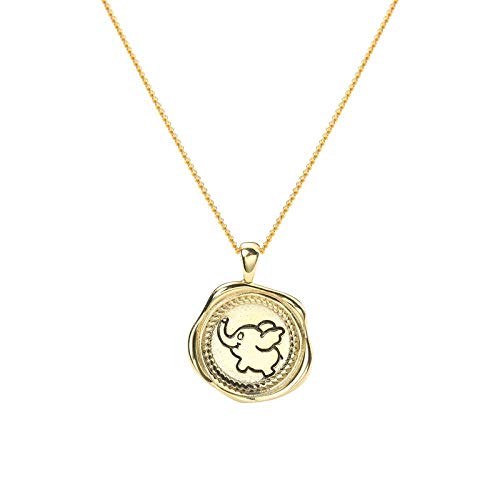 Collier éléphant fin pour femme en finition dorée texturée unique