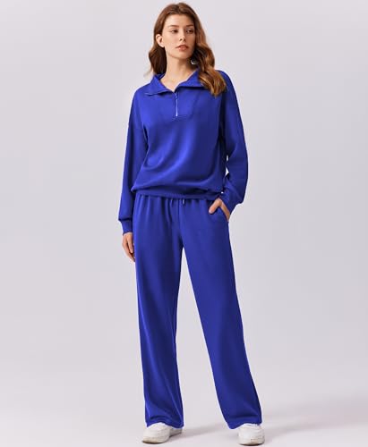 Image of PINSPARK 2 Piece Sets for Women 2026 Fall Outfits Sweatsuit Oversized Sweatshirt Wide Leg Sweatpants Matching Set Tracksuit