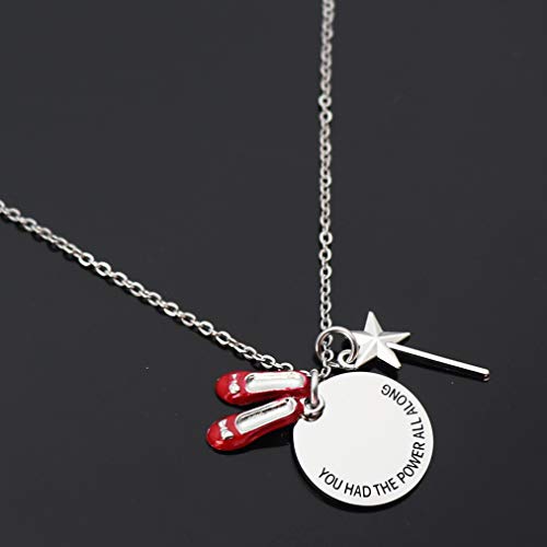 Eilygen Inspirational Gift Wizard of Oz Necklace You had the Power all Along Ruby Red Slippers Pendant Necklace Gift for Her2