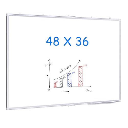 Magnetic White Board, Maxtek 48 X 36 Inches Dry Erase Board for Wall, Large WhiteBoard Wall-Mounted Silver Aluminum Frame for Homeschool, Office, Classroom