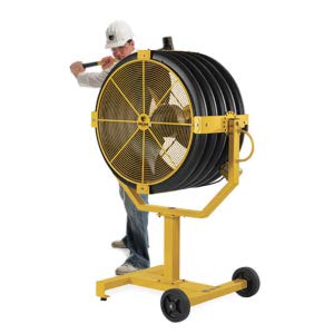 Image of Big Ass Fans - Yellow Jacket, 30 inch Indoor /Outdoor Mobile Fan, Portable Base Included with 18 inch Pedestal, Onboard Variable Speed Control, Yellow and Black