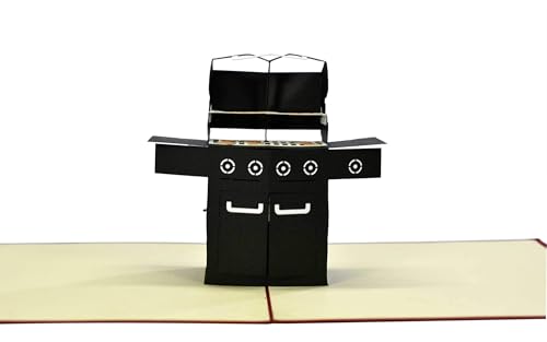 Diese-Klappkarten 3D Pop Up Geburtstagskarte - Geburtstagsgrußkarte für Frau Mann mit Umschlag - 3D PopUp Karte zum Geburtstag - Geschenkkarte mit Motiv - BBQ Grill