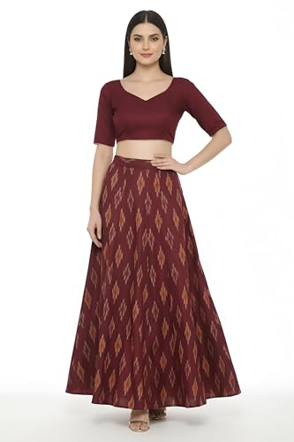 Image of Cotton Pochampally ikat unstitched blouse, Kurthi, long frock fabric material for women (1 meter, 2 meters & 3 meters)