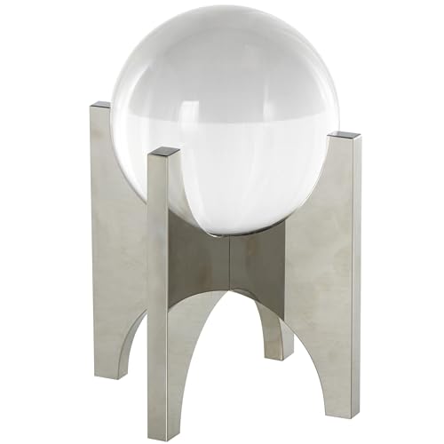 Escultura decorativa geométrica de vidrio plateado 5x5x8 in