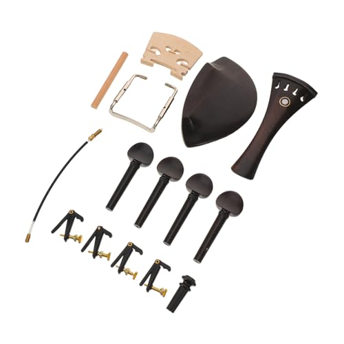 NUOLUX 木製小提琴修理交換部品 尾板 エンドピン 調音栓 あご当て ブリッジ 微調整器 木材使用 簡単取付 標準バイオリン対応