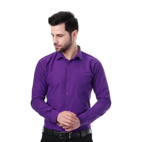 Image of XJARVIS Austin Men's Combed Cotton Shirt | Solid Plain Formal & Casual Shirt for Men | Regular Fit | Spread Collar | Full Sleeve | Office Wear Shirt with Pocket
