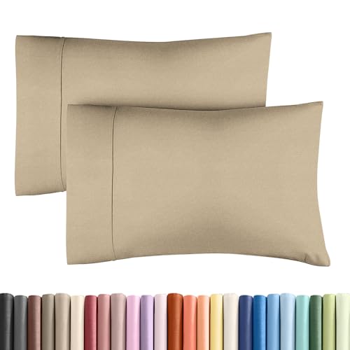 King Standard Pillow Cases Set of 2 - Pillowcase Covers - Heathered Beige