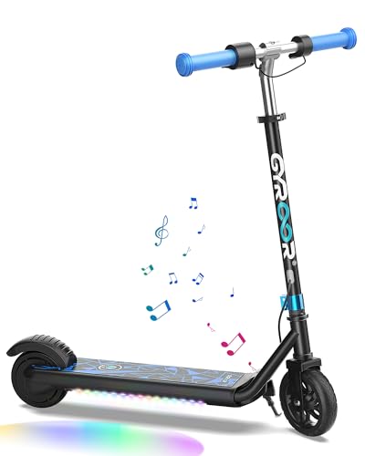 Gyroor Kids Electric Scooter 150W Motor, LED Lights, Dual Brake System, Bluetooth Speaker, Ideal Present for Boys & Girls Aged 6-12, H30Max-RCN