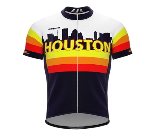 ScudoPro Houston Texas State Short Sleeve Cycling Jersey for Men - Size XL Multi-Colored