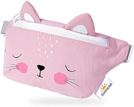 SUNVENO Kids Fanny Pack for Boys and Girls, Cute Cartoon Crossbody Belt Bag, Toddler Sling Waist Pack for Ages 2-8, Beach Vacation Essentials, Birthday Gift Idea for Toddlers and children, Kitty