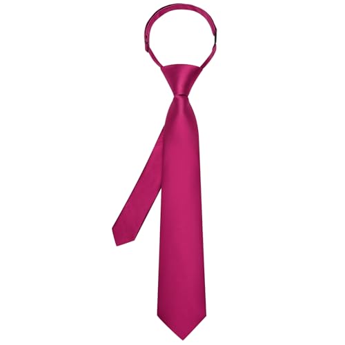 Image of Hi-Tie Pretied Boys Ties Solid Color Kids Adjustable Necktie Lapel Pin Clip Set Age 8-12 Wedding School Graduation