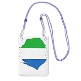 kurue Piccola borsa a tracolla da donna con stampa della mappa della Sierra Leone, borsa a tracolla per cellulare, portafoglio con tracolla regolabile, Viola, Taglia unica