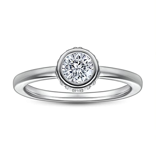 Bague en argent véritable et zircone ronde, le cadeau idéal pour femme