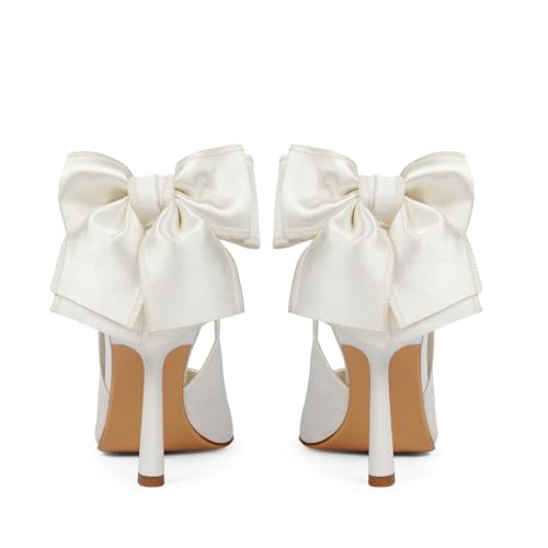Closed Toe Heels Women Pointed Toe Pumps with Bow Knot Stiletto Wedding Party Dress Slingback Shoes4