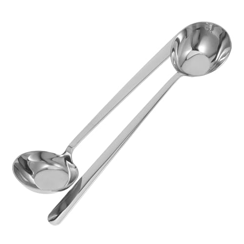 OUNONA 2個ステンレス製斜底スープレードル 長柄で調理 サービングに 家 プロ厨房対応 洗浄簡単 耐久性調理器具 スープ 鍋 ヌードル用