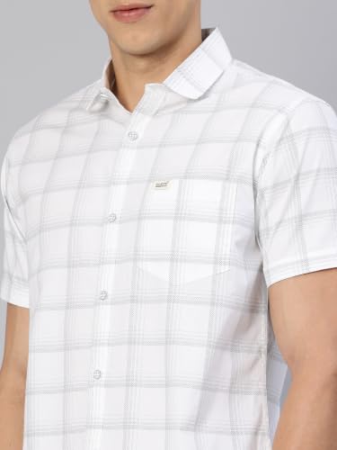 Image of Majestic Man Men's Slim Fit Premium Pure Cotton Plaid Check Half Sleeve Casual Shirt