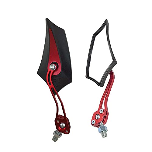 Mintice 2 Pièces Rouge Universel Rétroviseur Latéral de Moto Miroir Scooter Rétroviseurs Latéraux 8mm / 10mm Boulons Filetés Bicyclette Vélo Sport