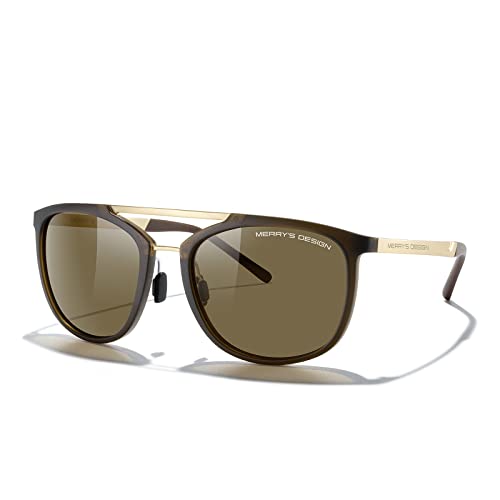 MERRY'S Square Polarized Sunglasses for Men Women Vintage Double Bridge Sunglasses Mirrored Lens3