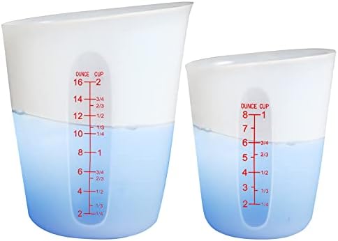 ZUYEE Silicone Measuring Cups Flexible Measure Cups for Epoxy Resin Butter, Chocolate Mixing Plaster Stir Squeeze Pour Baking Cup BPA Free 500 ML + 250 ML (2 PCS)