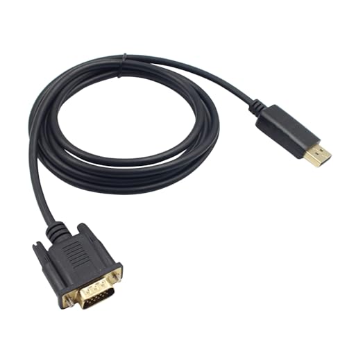 POPETPOP Câble Displayport vers Vga 1,8m Noyau en Cuivre Noir pour Moniteur, Streaming Vidéo et Connexion D'affichage Haute Définition