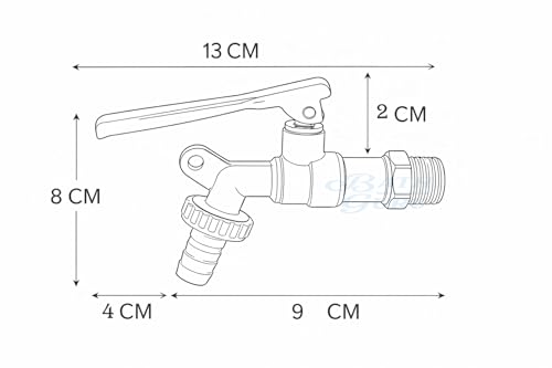 Image of BATH GURU 1 /2 Inch Mini Lock Nozzle Tap | Brass Lockable Garden & Outdoor Water Faucet with Lock System | Heavy-Duty Washing Machine & Hose Bib Tap | Brass Body Metal Red Handle Pack of 1
