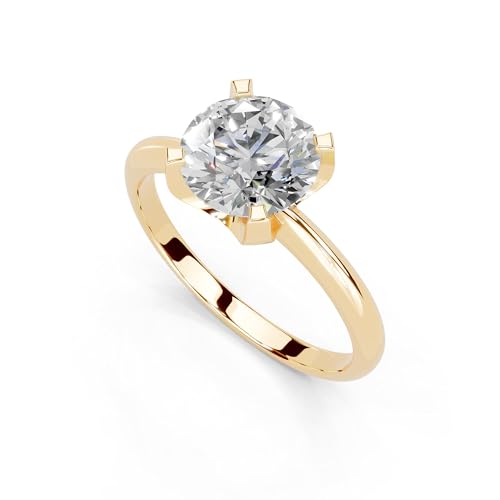 1-5 Carat 14K 18K Gold Platinum Round Cut Classic Solitaire Lab Grown Diamond Ring, Engagement, Anniversary, Wedding, IGI Certified, Promise Rings for Women (1-5 Ct, F-G Color, VS1-VS2 Clarity)