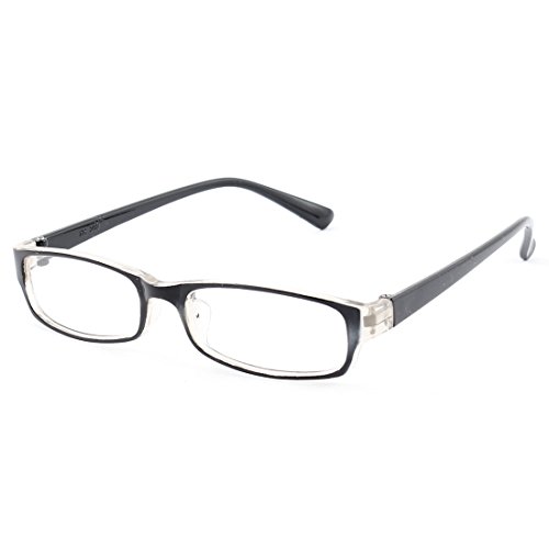 uxcell Plastic Full Rim Rectangle Lens Plain Eyeglasses Plano Glasses Black Clear