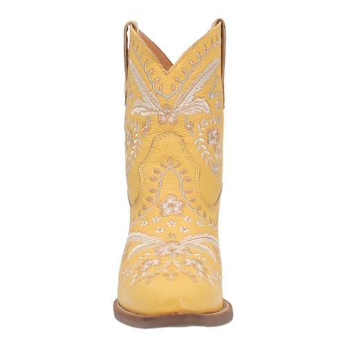 Image of Dingo Womens Primrose Floral Embroidered Snip Toe Casual Boots Ankle Mid Heel 2-3 inch