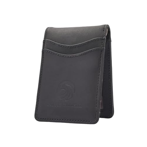 Slim Wallet for Men with Money Clip,RFID Blocking Leather Wallet,Front Pocket Wallet Card Holder,Holds 6 Credit Cards,with Gift Box,Black