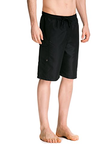 TRAILSIDE SUPPLY CO. Men's Swim Trunks Quick Dry Board Shorts,Lightweight Black 2X-Large