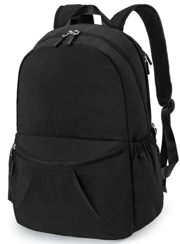 LOIDOU Backpacks for School Teens Girls Women Lightweight Water Resistant Cute Black Backpack for Casual Travel Work