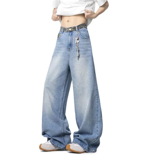 Men's Rhinestone Washed Distressed Jeans, Y2K High Street, Loose Straight Wide Leg Denim Pants3