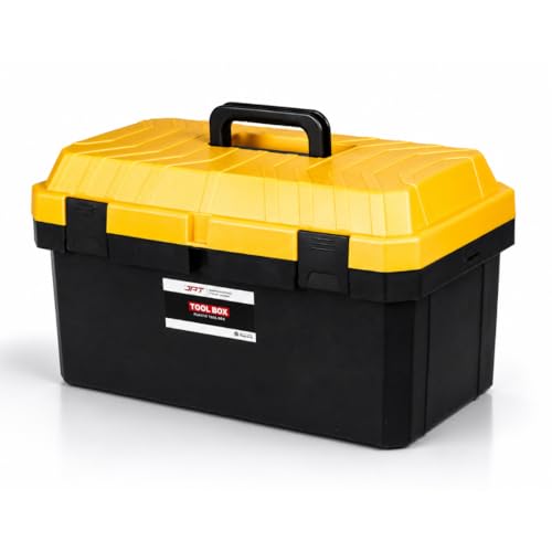 JPT 21-Inch Industrial-Grade Heavy-Duty Tool Box | One Removable Tray | Secure Tight Latch with Padlock Eye | Best for Electricians, Carpenters, Autom