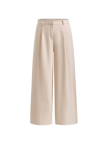 Women's Elegant Wide Leg Tailored Pants High Waisted Work Office Trousers