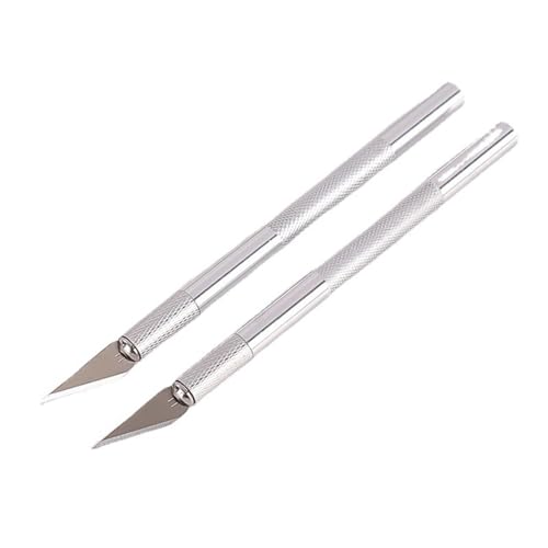 Utility Knives 2 pack Exacto Knife, Stainless Steel Craft Knife, Sharp Exacto Knife Set, Good for Art, Scrapbook, Stencil, Wallpaper, Wood Carving, Scrapbooking