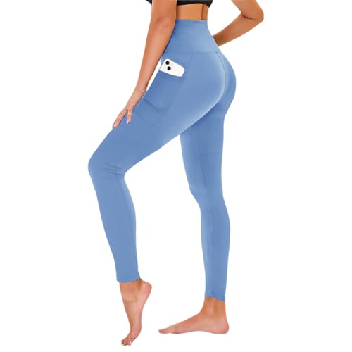 High Waisted Leggings for Women - No See Through Tummy Control Cycling Workout Yoga Pants with Pockets Reg & Plus