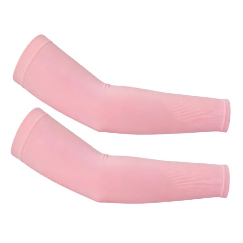 JUSDIQIR UV Sun Protection Cooling Arm Sleeves Outdoor Sports Ice Silk Sun Compression Arm Sleeve for Men Women Teenager (Light Pink 1 Pair)