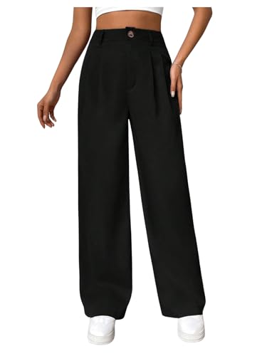 Milumia Women's Pleated High Waisted Wide Leg Pants Casual Long Trousers Casual Business