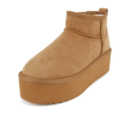 Soda “Benji” ~ Women Round Toe Flatform Sherpa-lined Ankle Bootie2