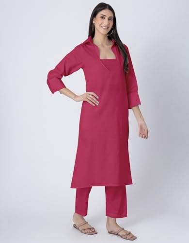 Exclusive, Stylish 3-Pc Indo-Western Kurta & Pants Set, Designer Cotton Slub Outfit with Pockets3