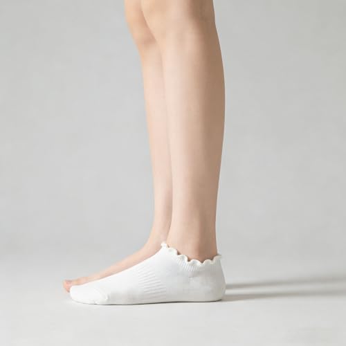 Image of No Show Socks Womens Low Cut Non Slip Cute Ruffle Ankle Socks 6 Pairs